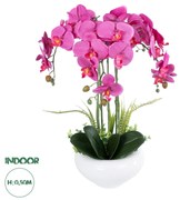 21123 GloboStar®  Artificial Garden DARK PINK ORCHID 21123 Διακοσμητικό Φυτό Φούξια Ορχιδέα Υ50cm