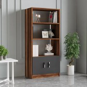 Βιβλιοθήκη ArteLibre EDGWARE Baroque/Ανθρακί Μοριοσανίδα 63.6x37.6x140cm-15350130