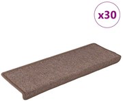 vidaXL Πατάκια Σκαλιών 30 τεμ. Καφέ Ορθογώνια Άκρη 65x21x4 εκ.