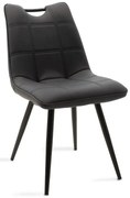 Καρέκλα Nely ανθρακί pu-μαύρο πόδι 47x61x85 εκ.