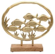 ΔΙΑΚΟΣΜΗΤΙΚΟ ΑΛΟΥΜΙΝΙΟΥ Fylliana Fish on ring 2789 ΜΕ ΞΥΛΙΝΗ ΒΑΣH ΧΡΥΣΟ ΧΡΩΜΑ 25x5x24εκ
