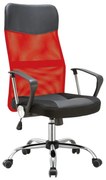 WOODWELL ΕΟ502,3PBF2400-PVC Πολυθρόνα Γραφείου Διευθυντή, Βάση Χρώμιο, Pvc - Mesh, Κόκκινο - Μαύρο 61x68x108/118cm ΕΟ502,3P