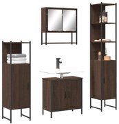 vidaXL Σετ Επίπλων Μπάνιου 4 Τεμαχίων Καφέ Δρυς από Επεξεργασμένο Ξύλο