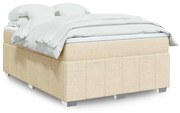 vidaXL Κρεβάτι Boxspring με Στρώμα Κρεμ 140x190 εκ. Υφασμάτινο