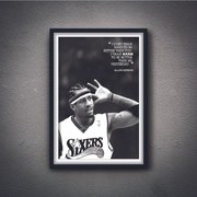 Πόστερ &amp; Κάδρο  Sixers - Iverson -  KD0510 22x31cm Μαύρο Ξύλινο Κάδρο (με πόστερ)