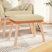 Υποπόδιο Κρεμ 45x29,5x35 εκ. Ύφασμα &amp; Συνθετικό Δέρμα 341448