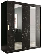 Ντουλάπα Δίφυλλη Συρόμενη Marmur 162352999 180x62x200cm Marble Effect Black-Gold Δίφυλλη