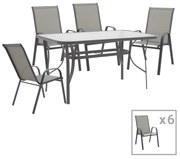 Σετ κήπου Tραπεζαρία Calan-Ensure σετ 7τεμ σκούρο ανθρακί μέταλλο και textilene ανθρακί 140x80x70εκ 140x80x70 εκ.