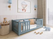 Kρεβάτι Montessori Junior με Κάγκελα 47,5cm από μασίφ ξύλο Grey  90×200cm (Δώρο 10% Έκπτωση στο Στρώμα)