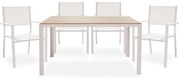 Τραπεζαρία Κήπου Nares-Moly 152-000006 (Σετ 5τμχ) White - Natural 4 Θέσεων