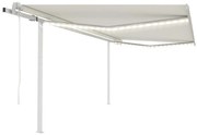 vidaXL Τέντα Αυτόματη με LED &amp; Αισθητήρα Ανέμου Κρεμ 4,5 x 3 μ.