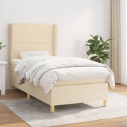 vidaXL Κρεβάτι Boxspring με Στρώμα Κρεμ 90x190 εκ.Υφασμάτινο