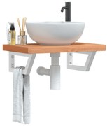 vidaXL Ράφι Νιπτήρα Τοίχου από Ατσάλι / Μασίφ Ξύλο Οξιάς