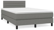 ΚΡΕΒΑΤΙ BOXSPRING ΜΕ ΣΤΡΩΜΑ &amp; LED ΣΚ.ΓΚΡΙ 120X190ΕΚ. ΥΦΑΣΜΑΤΙΝΟ 3270047