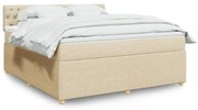 Κρεβάτι Boxspring με Στρώμα Κρεμ 180x200 εκ. Υφασμάτινο