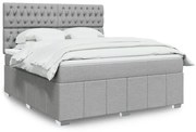 Κρεβάτι Boxspring με Στρώμα Ανοιχτό Γκρι 180x200 εκ. Υφασμάτινο - Γκρι