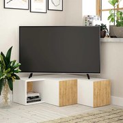 Έπιπλο τηλεόρασης γωνιακό Compact Megapap χρώμα λευκό - φυσικό οξιάς 94,2x90,6x31,4εκ.