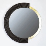 Καθρέπτης Τοίχου Στρογγυλός 751-10017 54x2,5x58cm Black-Gold Estheti Home Ξύλο,Γυαλί