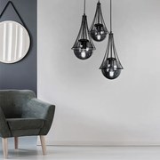 Φωτιστικό οροφής Chavi Megapap E27 μεταλλικό τρίφωτο χρωμα μαύρο 40x40x90εκ.