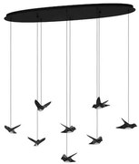 Κρεμαστό Φωτιστικό 116xH150cm Led 8x4,2w Μαύρα Πουλιά Eglo Paratebueno 390055