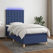 ΚΡΕΒΑΤΙ BOXSPRING ΜΕ ΣΤΡΩΜΑ &amp; LED ΜΠΛΕ 90X200 ΕΚ. ΥΦΑΣΜΑΤΙΝΟ 3135731