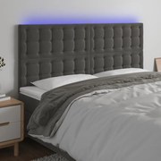 Κεφαλάρι Κρεβατιού LED Σκούρο Γκρι 160x5x118/128 εκ. Βελούδινο 3122913