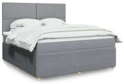 Κρεβάτι Boxspring με Στρώμα Ανοιχτό Γκρι 180x200 εκ. Υφασμάτινο - Γκρι