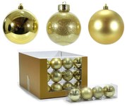 Μπάλα Χρυσό Φ8cm Μίξη 3 σχέδια Σετ 4τμχ