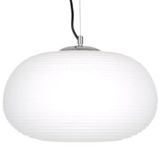 00747 GloboStar®  FREYA 00747 Μοντέρνο Κρεμαστό Φωτιστικό Ανάρτηση Μονόφωτο 1 x E27 IP20 Λευκό Γυαλί με Ασημί Μέταλλο - Μ34 x Π34 x Υ23cm