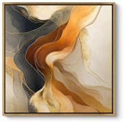 Πίνακας σε καμβά "Sand and Wind Abstract" Megapap ψηφιακής εκτύπωσης με κορνίζα χρώμα χρυσό 100x100x3εκ.-GP033-0175