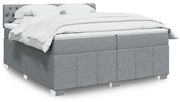 vidaXL Κρεβάτι Boxspring με Στρώμα Ανοιχτό Γκρι 200x200 εκ. Υφασμάτινο