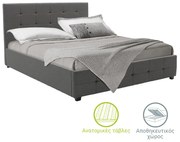 Κρεβάτι Roi pakoworld 160x200 ύφασμα ανθρακί + αποθηκευτικό χώρο