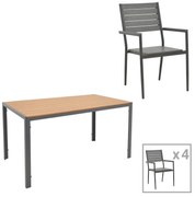 Σετ κήπου - Τραπεζαρία Nares-Uplift 5 τεμ. αλουμίνιο - polywood ανθρακί - φυσικό 140x80x72,5 εκ. 140x80x72.5 εκ.