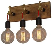 Απλίκα Φωτιστικό Τοίχου 3xE27 Καφέ Κόκκινα Καλώδια Hikari 77-3119 Homelighting-77-3119-Καφέ 77-3119