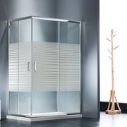 STARLET Corner Entry Καμπίνα Ασύμμετρη Γωνιακής εισόδου με 2 σταθερά &amp; 2 συρόμενα φύλλα με ρίγες CHROME 120x80 Υ180εκ