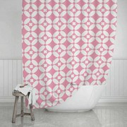 Κουρτίνα Μπάνιου Flower Life 02-11802 180x200cm White-Pink Estia 180Πx180Υ Πολυέστερ