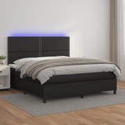 ΚΡΕΒΑΤΙ BOXSPRING ΜΕ ΣΤΡΩΜΑ &amp; LED ΜΑΥΡΟ 180X200 ΕΚ. ΣΥΝΘ. ΔΕΡΜΑ 3135897