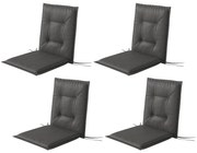 Outsunny Σετ 4 Μαξιλάρια Καθίσματος 108 x 50 x 5 cm Μαξιλάρια Καρέκλας με Δεσίματα, Εξωτερικού Χώρου Εσωτερικού Χώρου Σκούρο Γκρι