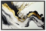 ΠΙΝΑΚΑΣ ΣΕ ΚΑΜΒΑ "ABSTRACT GOLDEN WAVE" MEGAPAP ΨΗΦΙΑΚΗΣ ΕΚΤΥΠΩΣΗΣ ΜΕ ΚΟΡΝΙΖΑ ΧΡΩΜΑ ΜΑΥΡΟ 140X100X3ΕΚ.