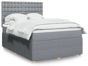 Κρεβάτι Boxspring με Στρώμα Ανοιχτό Γκρι 140x190 εκ. Υφασμάτινο