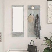 vidaXL Τοίχου Κρεμάστρα με ράφι με αποθήκευση με καθρέφτη Γκρι σκυρόδεμα 70 x 10 x 90 εκ.