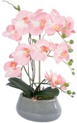 Τεχνητό Φυτό Σε Κασπώ Orchid 21122 Φ29x43cm Light Pink GloboStar Πηλός,Ύφασμα