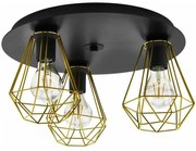 Φωτιστικό Οροφής - Πλαφονιέρα 43654 Tarbes 3/E27 Black-Brass Eglo Μέταλλο