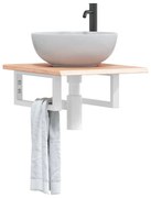 vidaXL Ράφι Νιπτήρα Τοίχου από Ατσάλι / Μασίφ Ξύλο Δρυός