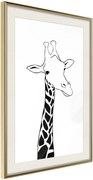 Αφίσα - Black and White Giraffe - 40x60 - Χρυσό - Με πασπαρτού