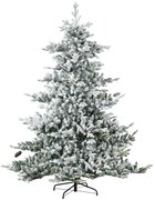 HOMCOM Χριστουγεννιάτικο Δέντρο, Τεχνητή Ελάτη, 1,80m ύψος, Πλούσιο σχήμα, Ρεαλιστική εμφάνιση, Χιονισμένα κλαδιά, Κουκουνάρια