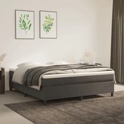 vidaXL Κρεβάτι Boxspring με Στρώμα Σκούρο Γκρι 160x200 εκ. Βελούδινο