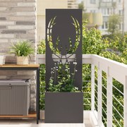vidaXL Γλάστρα Κήπου με Διακοσμητική Πάνελ Μαύρο 50 x 140 cm