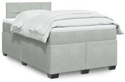 vidaXL Κρεβάτι Boxspring με Στρώμα Ανοιχτό Γκρι 120x190 εκ. Βελούδινο