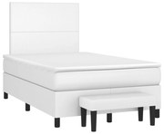 vidaXL Κρεβάτι Boxspring με Στρώμα Λευκό 120x190εκ.από Συνθετικό Δέρμα